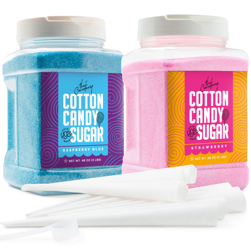 2-Pack Large (3 lb) Cotton Candy Floss Sugar With Cones