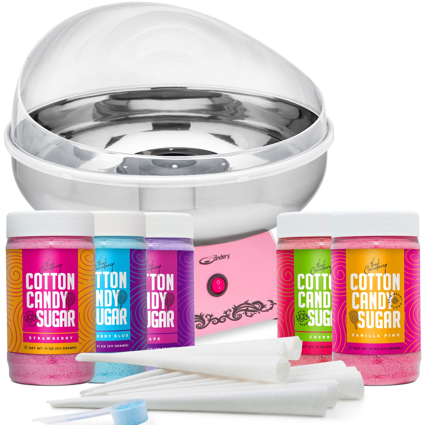 Premium Cotton Candy Machine Kit With 5-Pack Sugar Floss