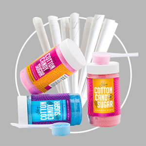 3-PACK SMALL (11 oz) COTTON CANDY FLOSS SUGAR WITH 50 CONES
